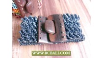 Bracelets Beaded Glass Wristband Wood
